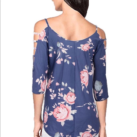 Women’s Cold Shoulder Ladder 3/4 sleeve top - Picture 2 of 3